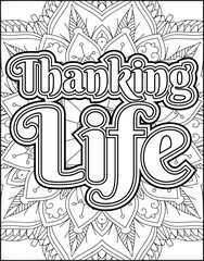 Fototapeta premium Gratitude Quote Coloring Page for Adults. Gratitude Motivational Quote Coloring Page.