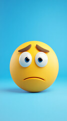 Fototapeta premium Sad emoji face with frown and raised eyebrows