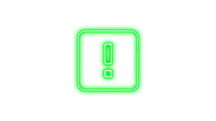 Glowing Alert Icon with Exclamation Mark, Neon alert box icon glow with transparent background