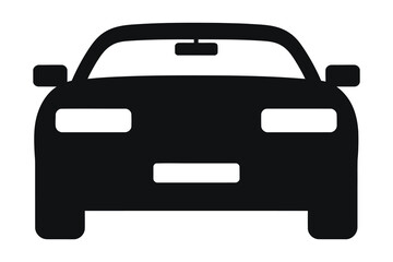 A clean, bold silhouette of a car's front view.