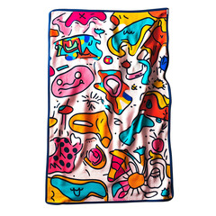 Colorful Scarf with Playful Doodles Isolated on Transparent Background