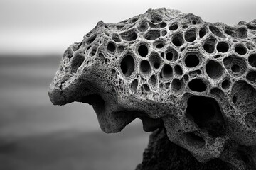 Intricate honeycomb texture of a weathered rock formation, showcasing erosion's artistry.