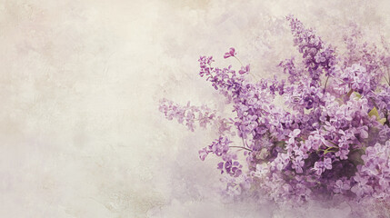 Obraz premium Elegant wedding invitation card background vector. Minimal hand painted Lilac botanical flowers texture template background. Design for wedding, vip cover, poster, rsvp moderncard.Valentine's Day