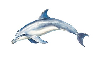 Obraz premium Illustration of a dolphin swimming gracefully with a white background and smooth skin texture