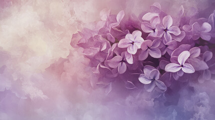 Elegant wedding invitation card background vector. Minimal hand painted Lilac botanical flowers texture template background. Design for wedding, vip cover, poster, rsvp moderncard.Valentine's Day