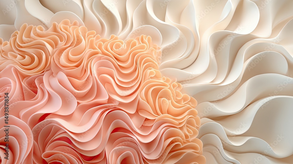 Poster carving elegant minimalist elegant abstract waves of cream and peach in soft textures