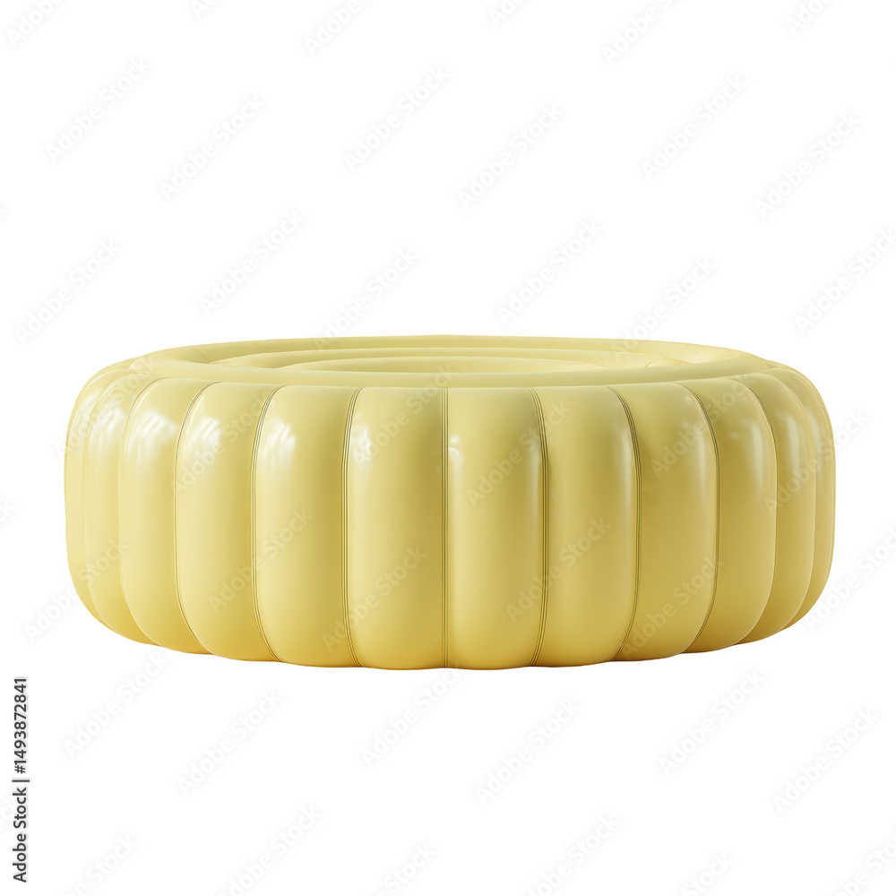 Poster yellow round pouf isolated on transparent background isolated on transparent background