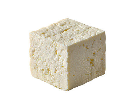 Feta Cheese Cube Isolated on Transparent Background On Transparent Background