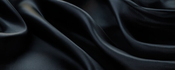 Obraz premium The Soft Elegance of Black Silk Fabric Draped Softly on Surface