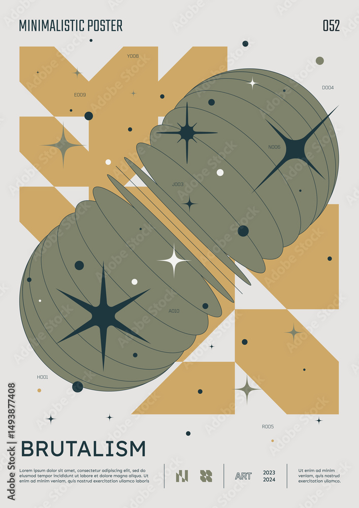 Aufkleber modern abstract poster, raster version of high quality and resolution, artwork with geometric postmo