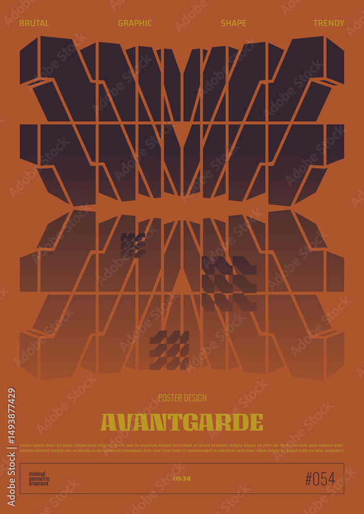 Poster Modern abstract poster, Raster version of high quality and resolution, artwork with geometric postmodern shapes in brutalism aesthetics, minimalistic trendy bold composition, A4 futuristic graphic 54