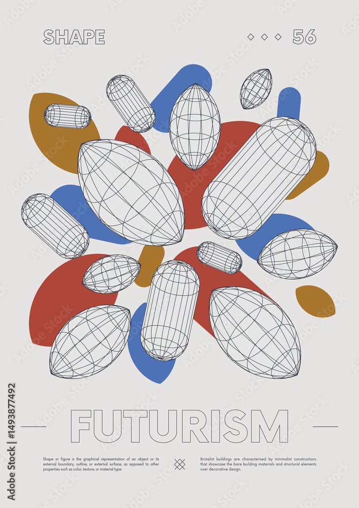 Aufkleber modern abstract poster, raster version of high quality and resolution, artwork with geometric postmo