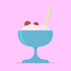 Ice cream in a cup icon. Colored silhouette. Front side view. Vector simple flat graphic illustration. Isolated object on pink background. Isolate.