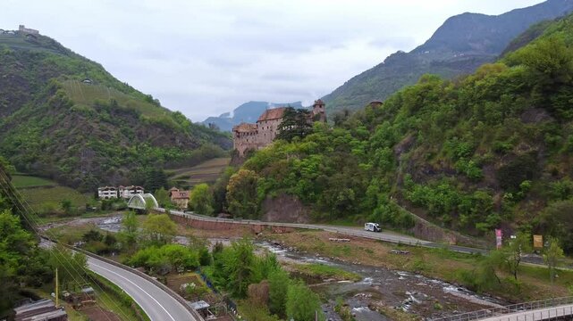 Roncolo Castle (Runkelstein) Perched Above River Valley near Bolzano, Italy