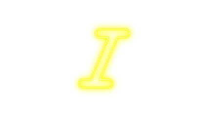 Neon Letter I with Glowing Effect, Neon italic I icon glow with transparent background