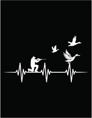 Heartbeat Bird Shooting Hunting Duck Goose Hunter Quail - printable editable vector art file.