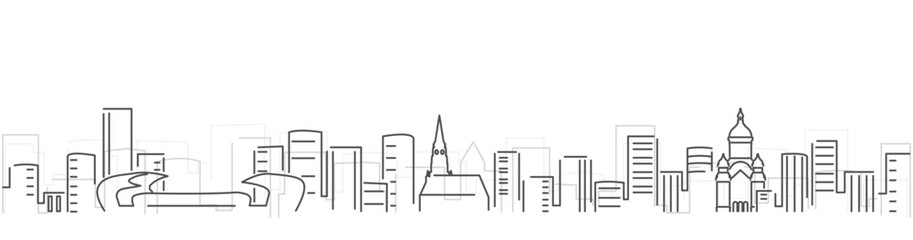 Cluj-Napoca Simple Dark Lines Skyline on White Background