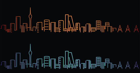 Colombo Neon Style Simple Skyline on Dark Background
