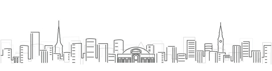 Copenhagen Simple Dark Lines Skyline on White Background