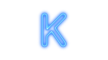 Glowing Neon Letter K Sign, Neon k icon glow with transparent background