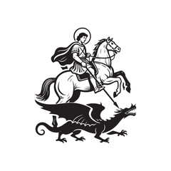 Saint George Slaying the Dragon Silhouette