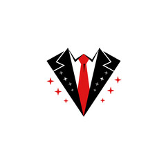 Elegant Tuxedo Icon with Red Tie