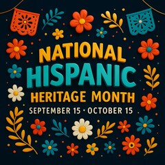 National Hispanic Heritage Month 3D Cartoon Floral Banner..