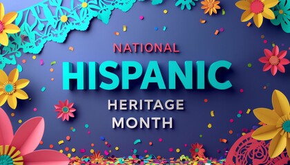 National Hispanic Heritage Month 3D Cartoon Floral Banner..
