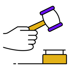 Justice System Judge Conclusion Icon with Gavel vector design