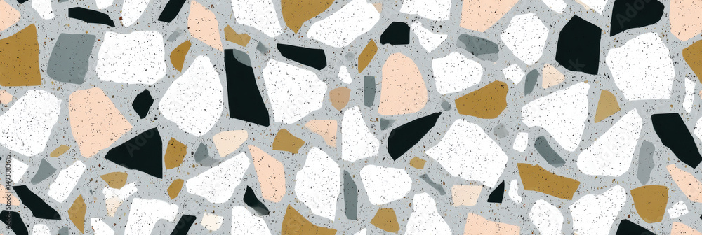 Poster unique seamless pattern with colorful terrazzo design elements