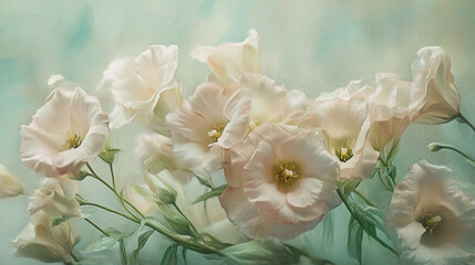 Obraz premium Elegant wedding invitation card background vector. Minimal hand painted Lisianthus botanical flowers texture template background. Design for wedding, vip cover, poster, rsvp moderncard.Valentine's Day