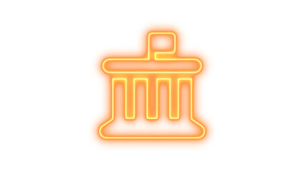 Neon Courthouse Icon with Glowing Effect, Neon landmark flag icon glow with transparent background