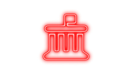 Obraz premium Neon Courthouse Icon with Glowing Effect, Neon landmark flag icon glow with transparent background