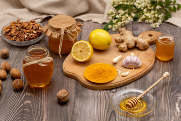 Honey, ginger, turmeric, garlic and nuts are natural remedies to boost immunity