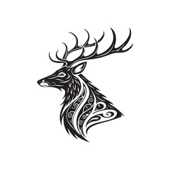  Tribal Ornamental Stag Silhouette
