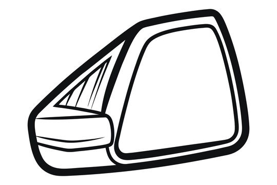 recommend clip art: A clean, outline illustration of a car side mirror.