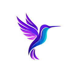 Colorful hummingbird logo design showcasing vibrant shades with modern artistic elements representing grace and speed in nature
