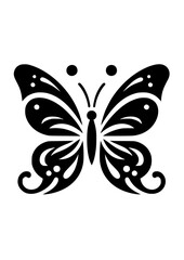 a black silhouette vector icon of a butterfly