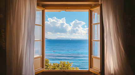 A peaceful view of the sea from a  17A89
