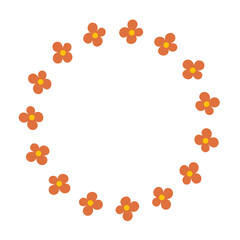 Minimalistic flower wreath. Cute simple tiny flowers in round frame.
