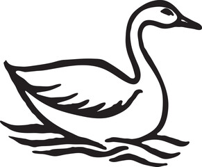 Minimalist Duck or Swan Line Art Vector – EPS Silhouette Illustration