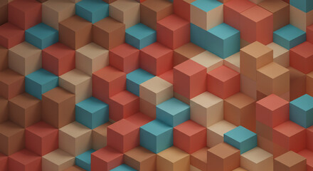 Obraz premium Colorful abstract background with a dynamic arrangement of cubes creates a modern look
