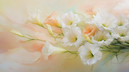 Obraz premium Elegant wedding invitation card background vector. Minimal hand painted Lisianthus botanical flowers texture template background. Design for wedding, vip cover, poster, rsvp moderncard.Valentine's Day