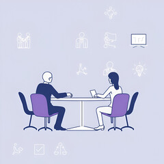 Fototapeta premium Meeting thin line icon set. Discussion, planning and decisions. Interview, seminar, meet, conference, consultation, presentation - stock vector.