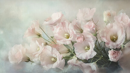 Elegant wedding invitation card background vector. Minimal hand painted Lisianthus botanical flowers texture template background. Design for wedding, vip cover, poster, rsvp moderncard.Valentine's Day