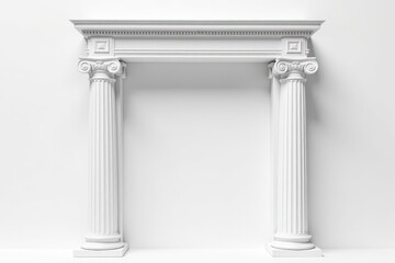 Obraz premium Crisp white Roman-style architectural fragment against pure white, wall, italy, photography