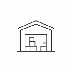 warehouse with boxes icon sign vector