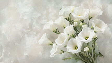 Obraz premium Elegant wedding invitation card background vector. Minimal hand painted Lisianthus botanical flowers texture template background. Design for wedding, vip cover, poster, rsvp moderncard.Valentine's Day