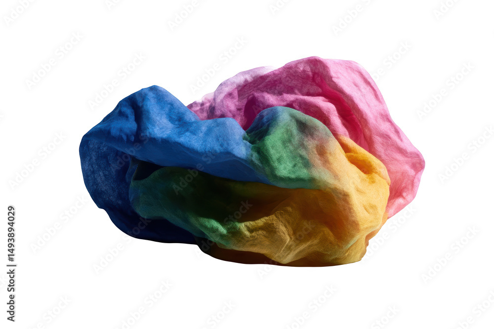 Poster colorful fabric heap isolated on transparent background on transparent background