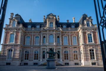 Walking on sunset on Avenue of Champagne, Epernay, France, view on champagne houses